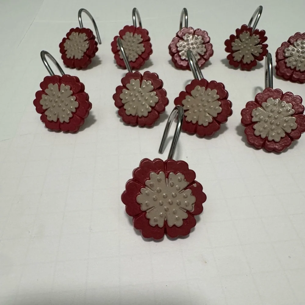 Floral & Palm Trees Shower Curtain Hooks Mixed Lot Of 24